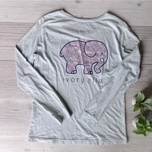 IVORY ELLA swirl print elephant graphic tee size M - Picture 1 of 15